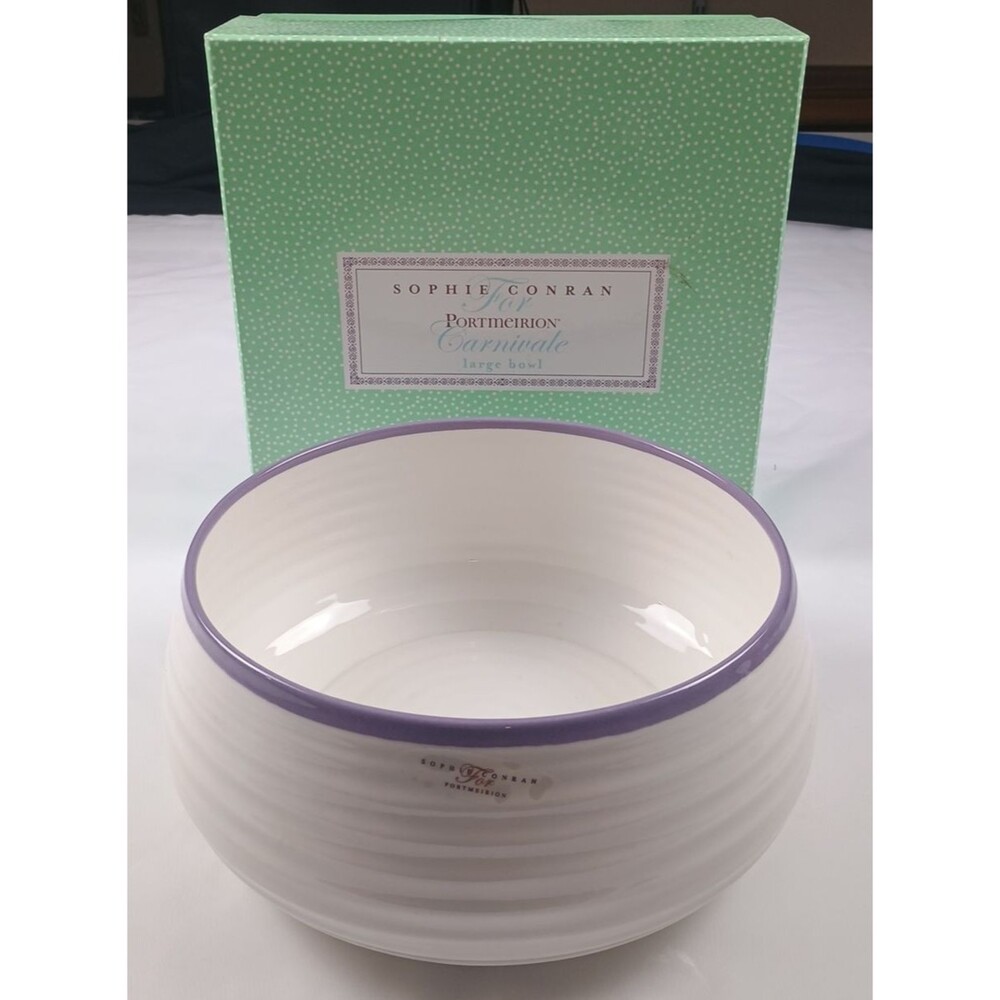 Sophie Conrad Carnivale By PORTMEIRION White with Lavender Band 10" Bowl NIB